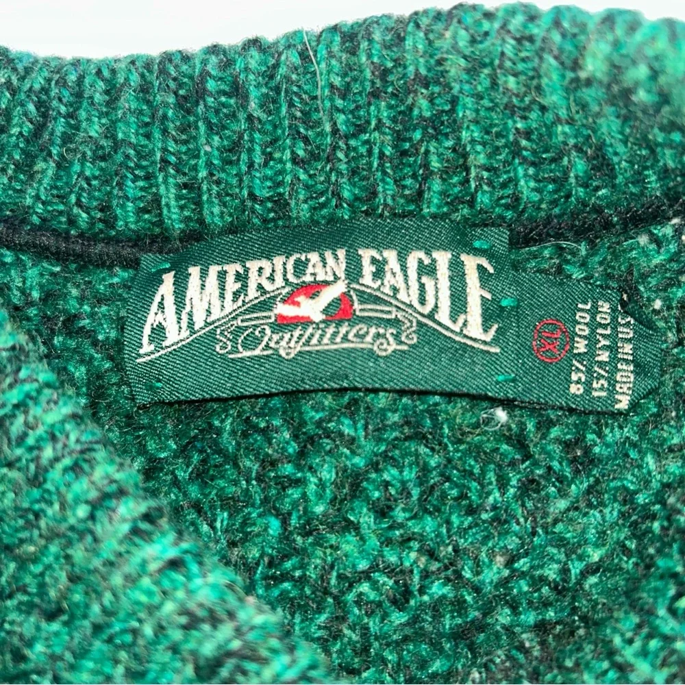 Vintage American Outfitters Wool Sweater Green Patterned Men's XL 85% Wool - Picture 2 of 9